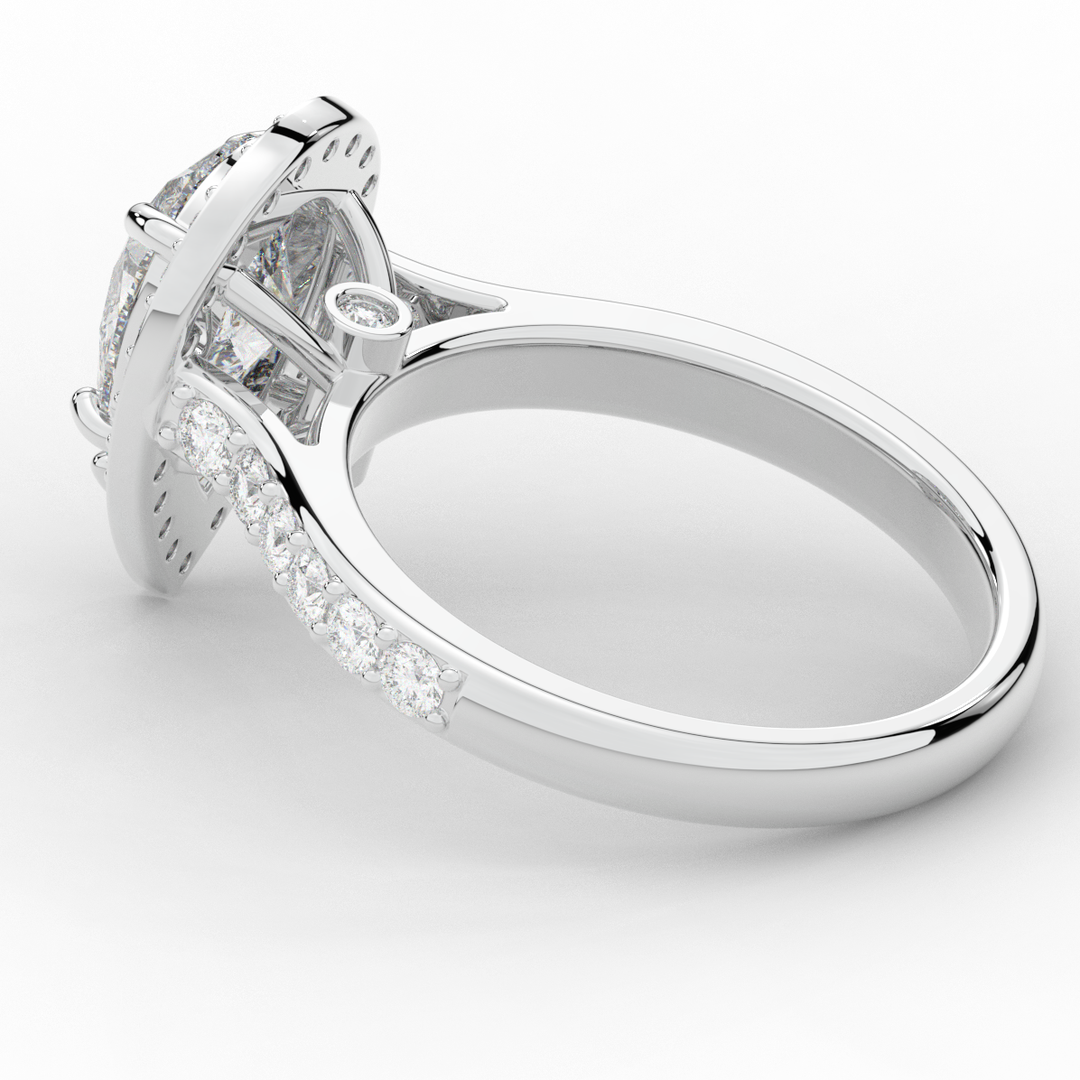 2.50CT.TW PEAR LAB DIAMOND HALO ENGAGEMENT RING - Nazarelle