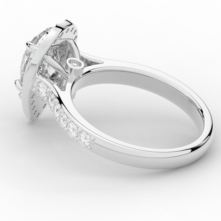 2.50CT.TW PEAR LAB DIAMOND HALO ENGAGEMENT RING - Nazarelle