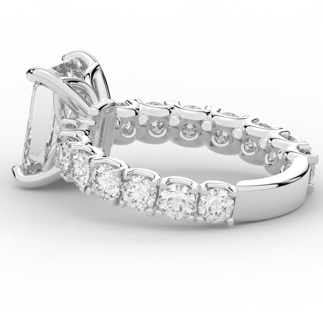 4.35CT.TW EMERALD CUT LAB DIAMOND ENGAGEMENT RING - Nazarelle
