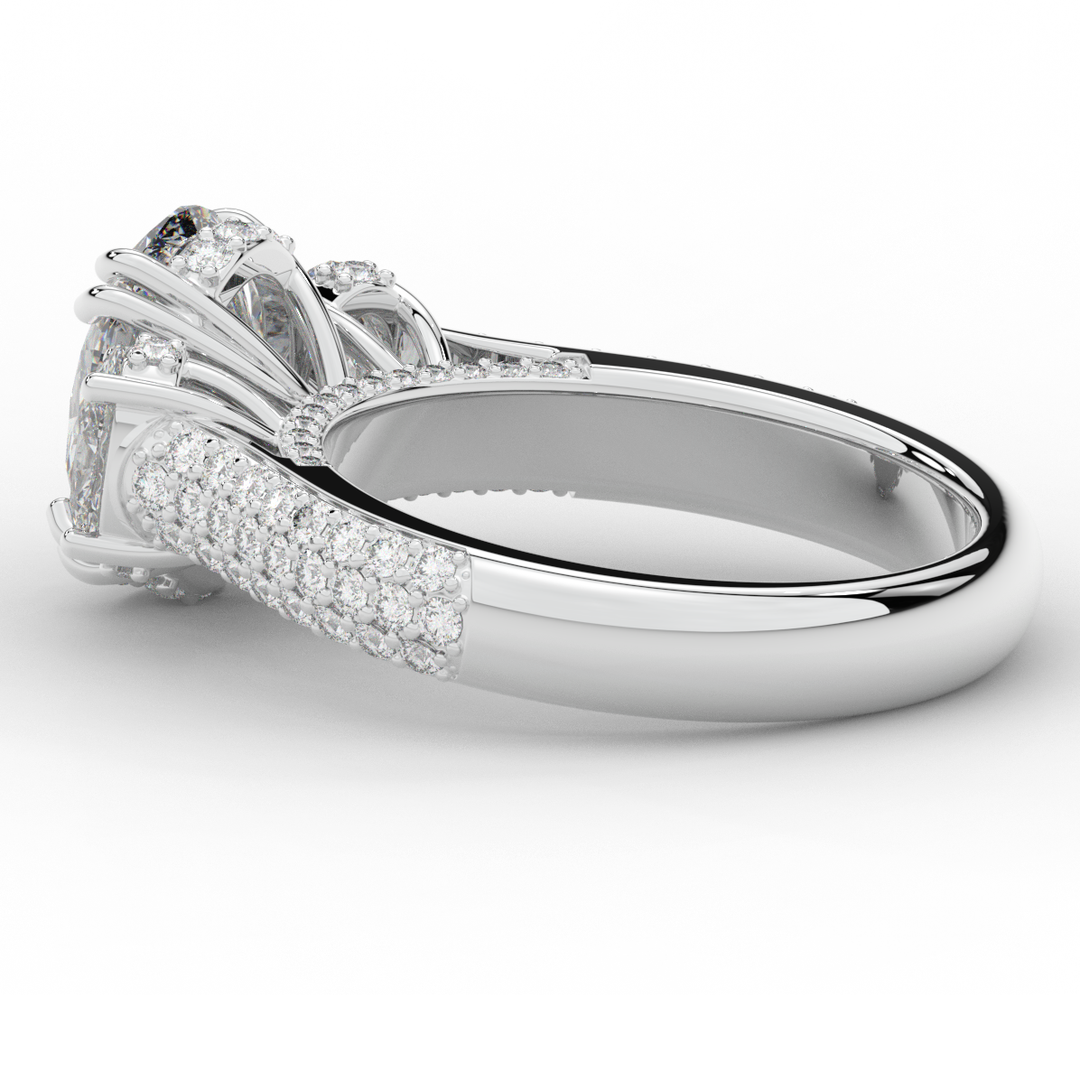 3.70CT.TW OVAL LAB DIAMOND 3 STONE ENGAGEMENT RING - Nazarelle