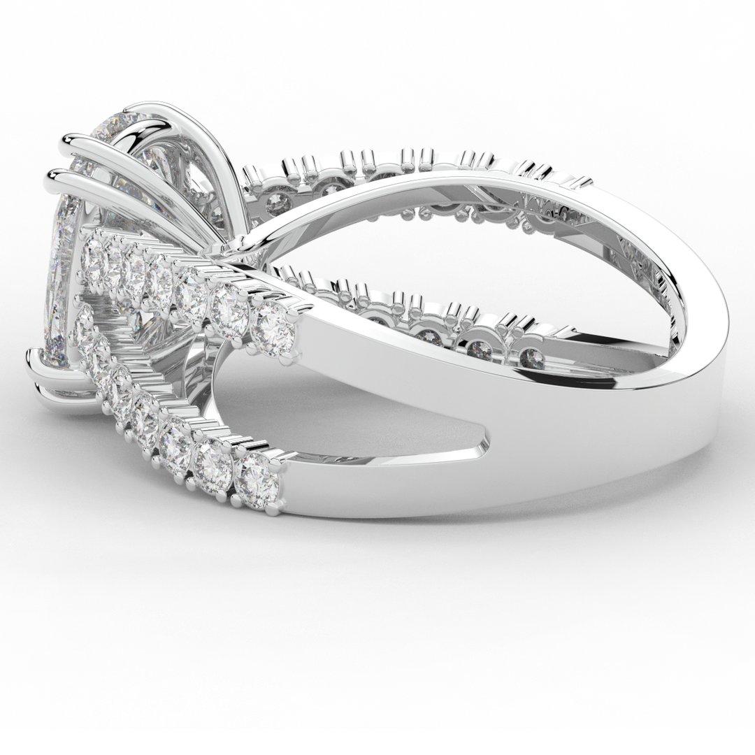 3.75CT.TW CUSHION LAB DIAMOND SPLIT BAND ENGAGEMENT RING - Nazarelle