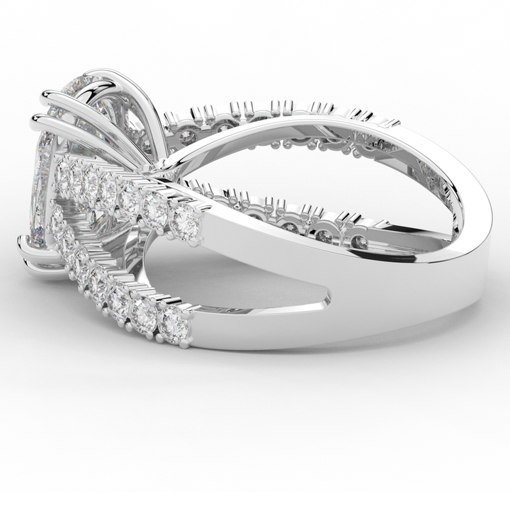 3.75CT.TW CUSHION LAB DIAMOND SPLIT BAND ENGAGEMENT RING - Nazarelle