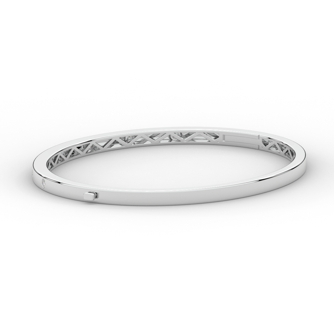 0.15CT.TW ROUND LAB BEZEL SET DIAMOND BANGLE - Nazarelle