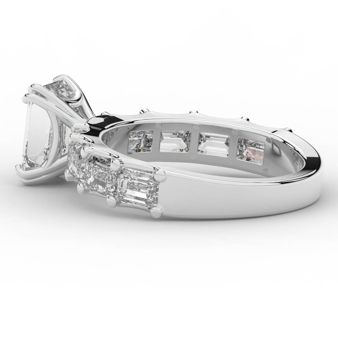 3.75CT.TW EMERALD CUT LAB DIAMOND SOLITAIRE ENGAGEMENT RING - Nazarelle