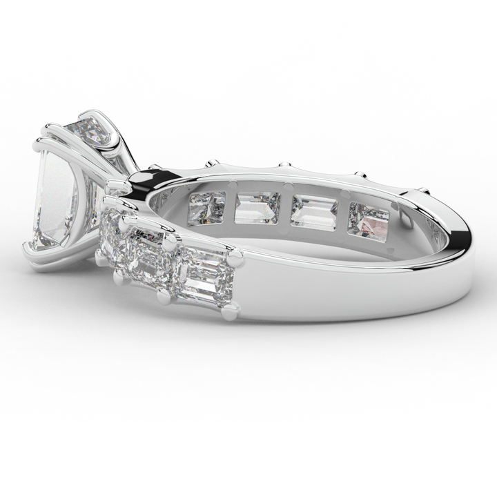 3.75CT.TW EMERALD CUT LAB DIAMOND SOLITAIRE ENGAGEMENT RING - Nazarelle
