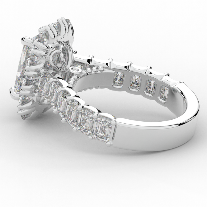 6.00CT.TW RADIANT LAB DIAMOND HALO ENGAGEMENT RING - Nazarelle