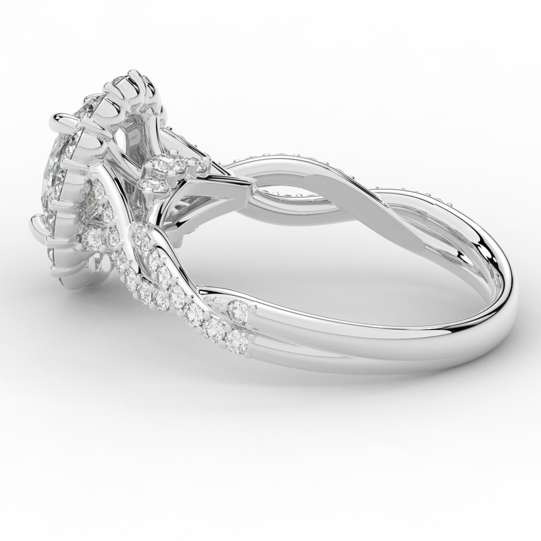 1.75CT.TW OVAL LAB DIAMOND HALO TWIST BAND ENGAGEMENT RING - Nazarelle