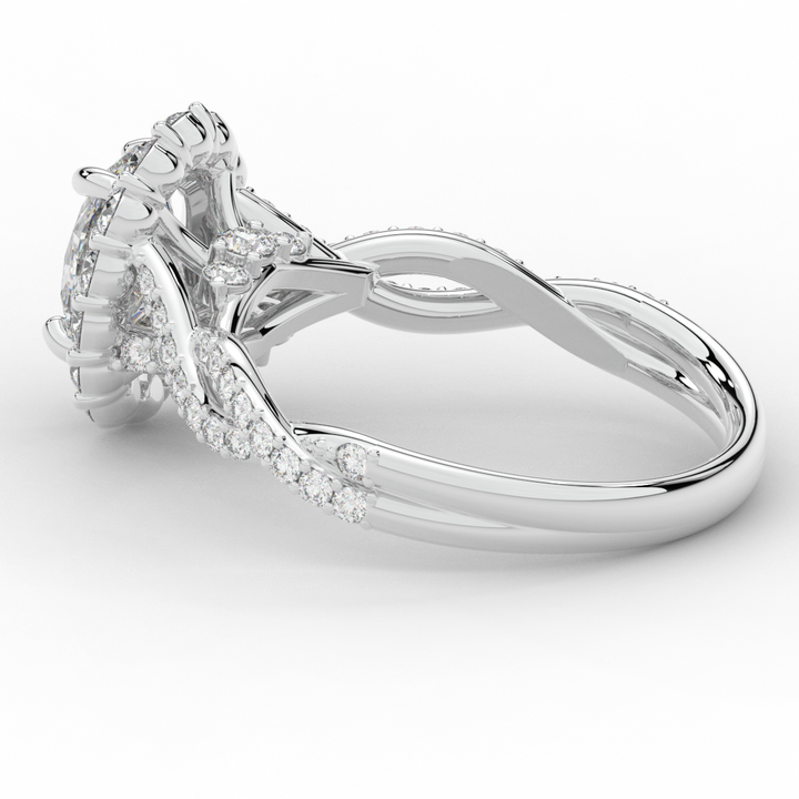 1.75CT.TW OVAL LAB DIAMOND HALO TWIST BAND ENGAGEMENT RING - Nazarelle