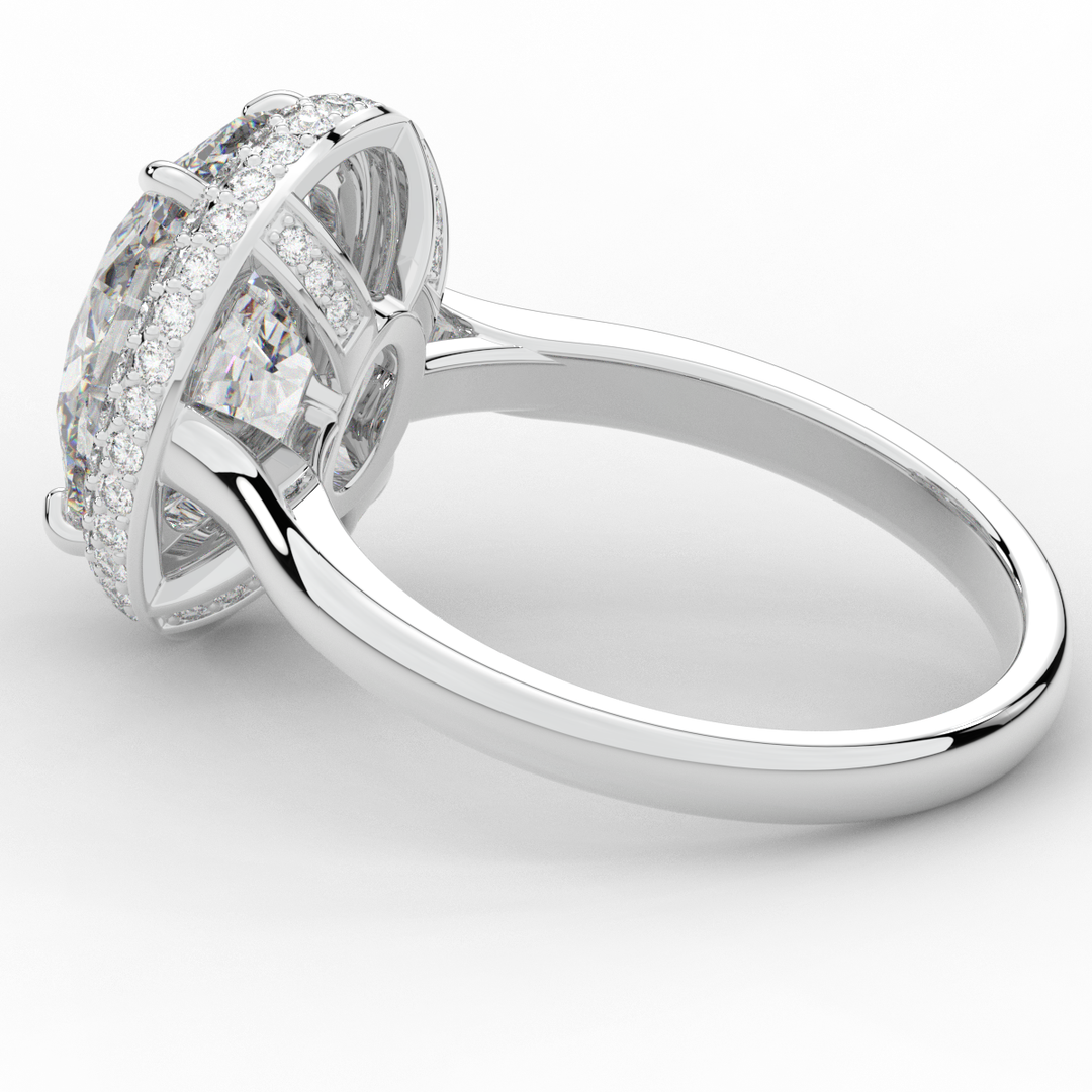 4.40CT.TW OVAL LAB DIAMOND HALO ENGAGEMENT RING - Nazarelle
