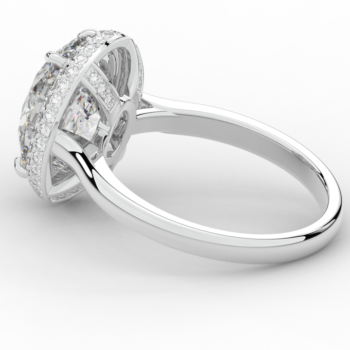 4.40CT.TW OVAL LAB DIAMOND HALO ENGAGEMENT RING - Nazarelle