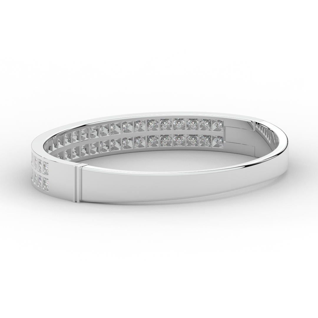 2.00CT.TW ROUND LAB TWO ROW DIAMOND BANGLE - Nazarelle