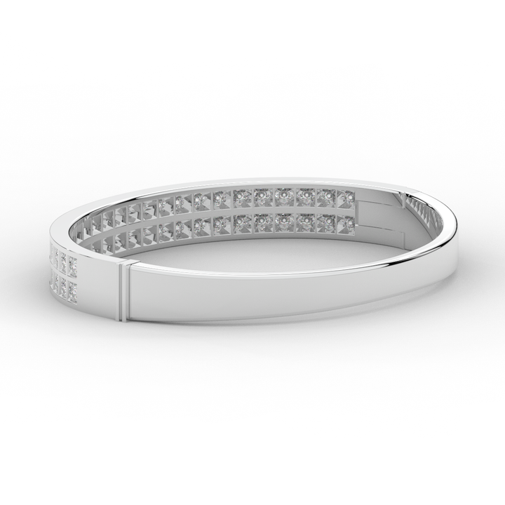 2.00CT.TW ROUND LAB TWO ROW DIAMOND BANGLE - Nazarelle