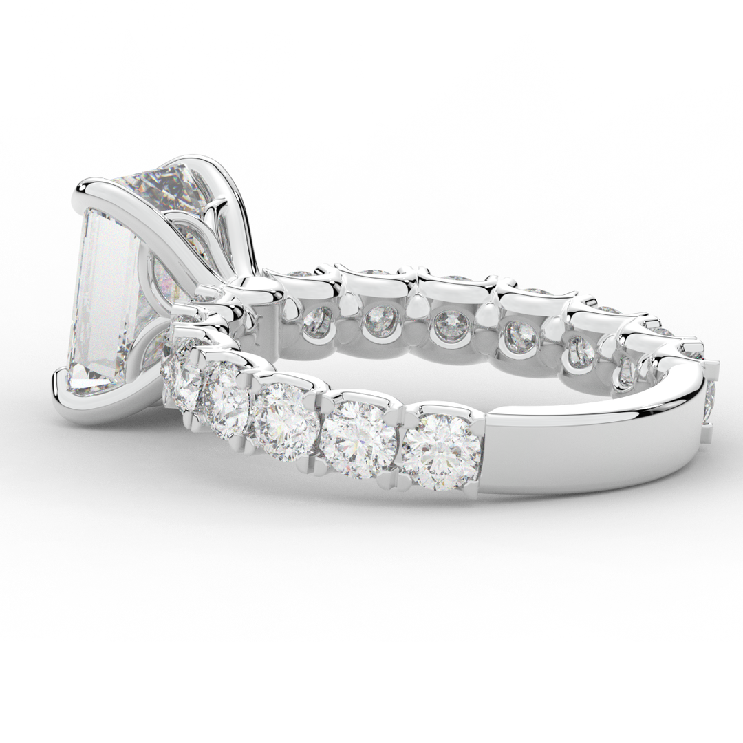 4.35CT.TW EMERALD CUT LAB DIAMOND ENGAGEMENT RING - Nazarelle