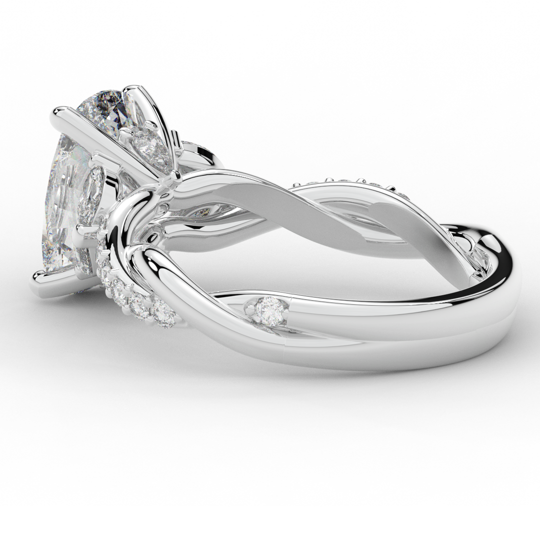 2.40CT.TW CUSHION LAB DIAMOND TWIST BAND ENGAGEMENT RING - Nazarelle