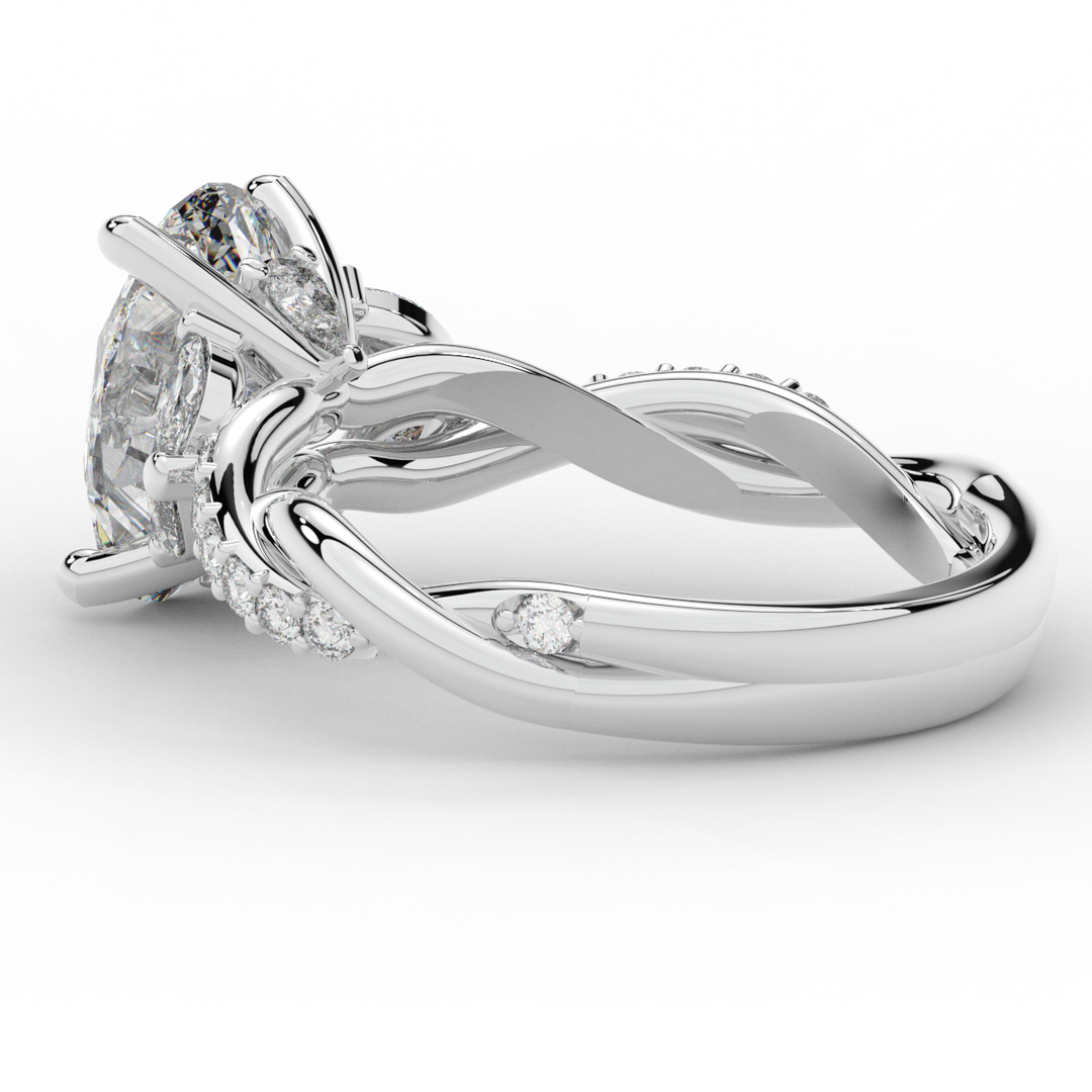 2.40CT.TW OVAL LAB DIAMOND TWIST ENGAGEMENT RING - Nazarelle