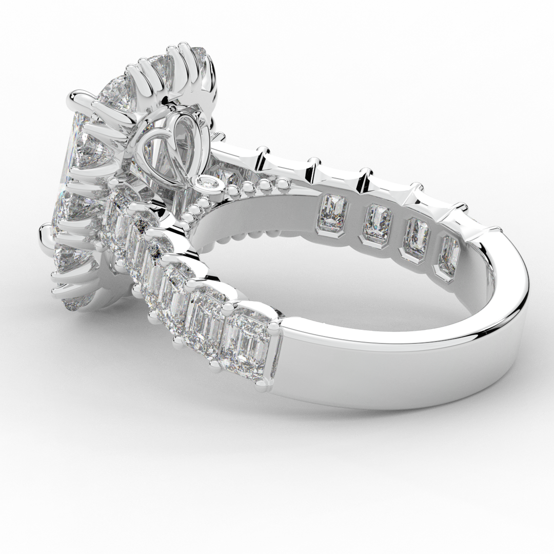 6.00CT.TW RADIANT LAB DIAMOND HALO ENGAGEMENT RING - Nazarelle