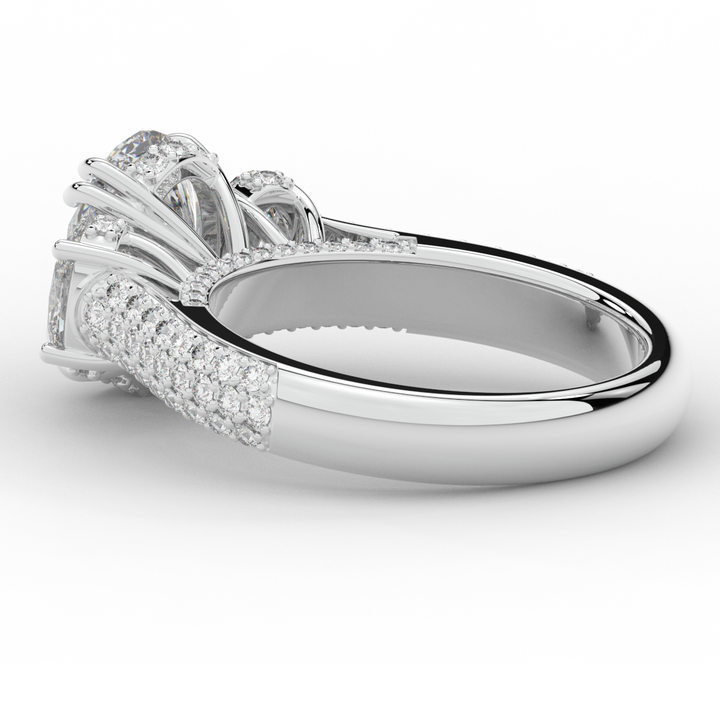 3.70CT.TW OVAL LAB DIAMOND 3 STONE ENGAGEMENT RING - Nazarelle