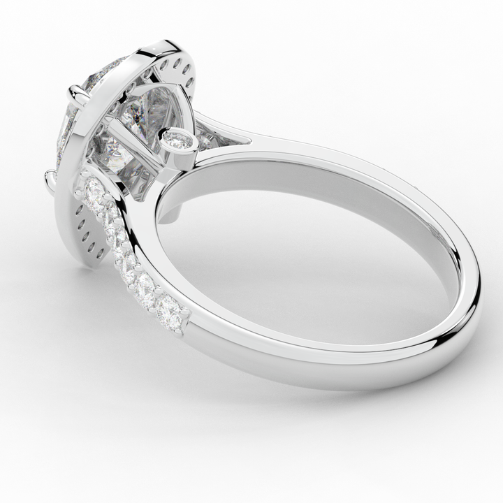 2.50CT.TW PEAR LAB DIAMOND HALO ENGAGEMENT RING - Nazarelle