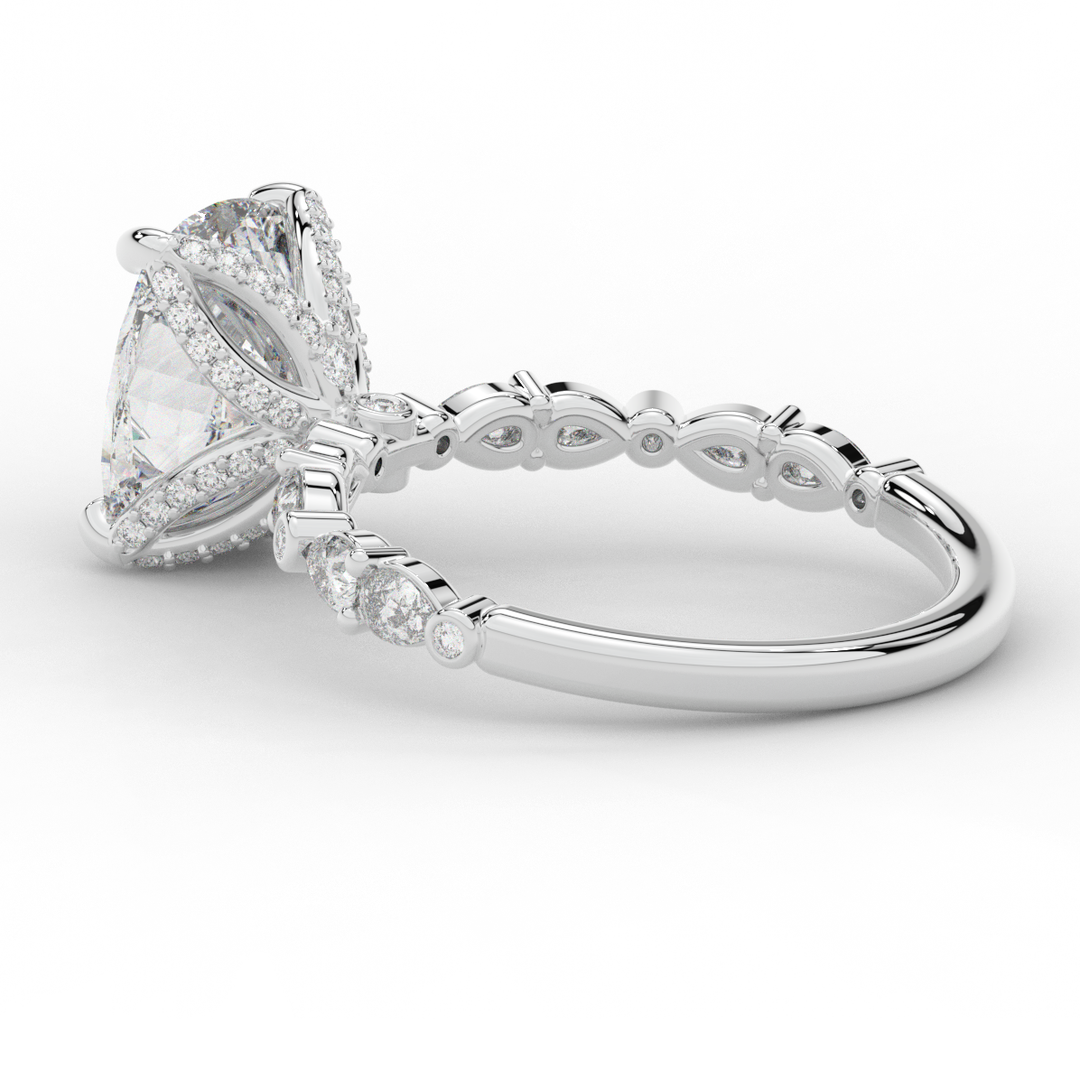3.60CT.TW CUSHION LAB DIAMOND SOLITAIRE ENGAGEMENT RING - Nazarelle