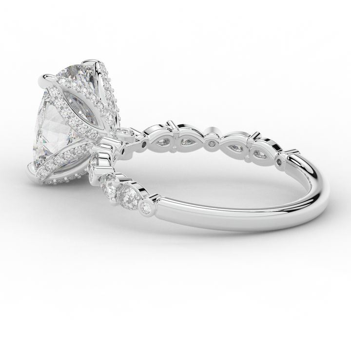 3.60CT.TW CUSHION LAB DIAMOND SOLITAIRE ENGAGEMENT RING - Nazarelle