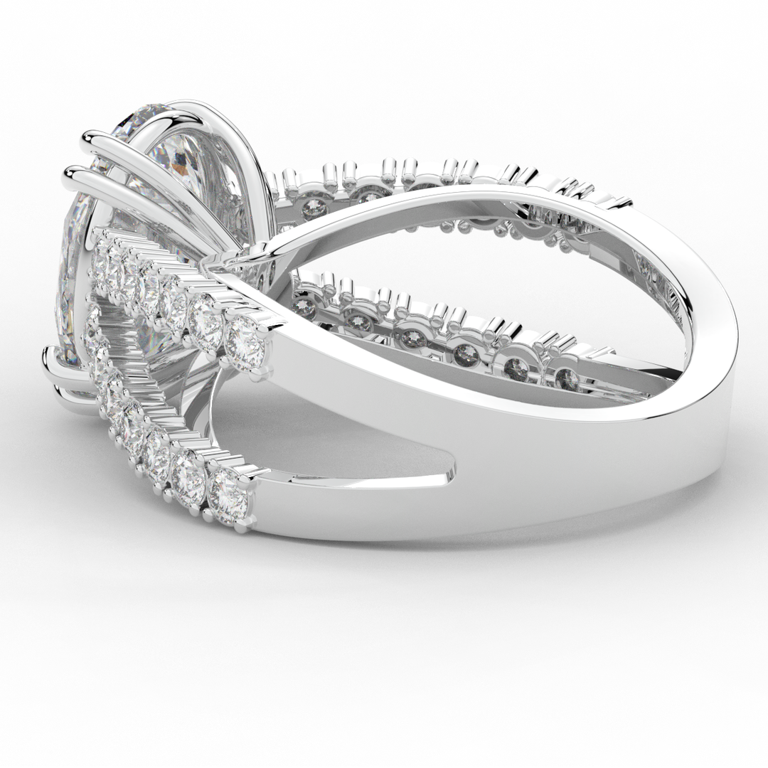 3.75CT.TW OVAL LAB DIAMOND SPLIT BAND ENGAGEMENT RING - Nazarelle