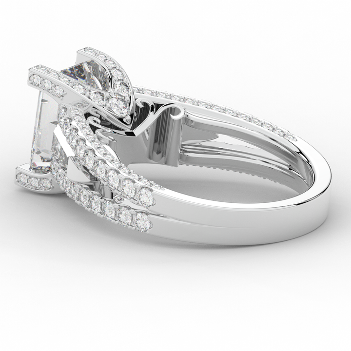 4.60CT.TW EMERALD CUT LAB DIAMOND SPLIT SHANK ENGAGEMENT RING - Nazarelle