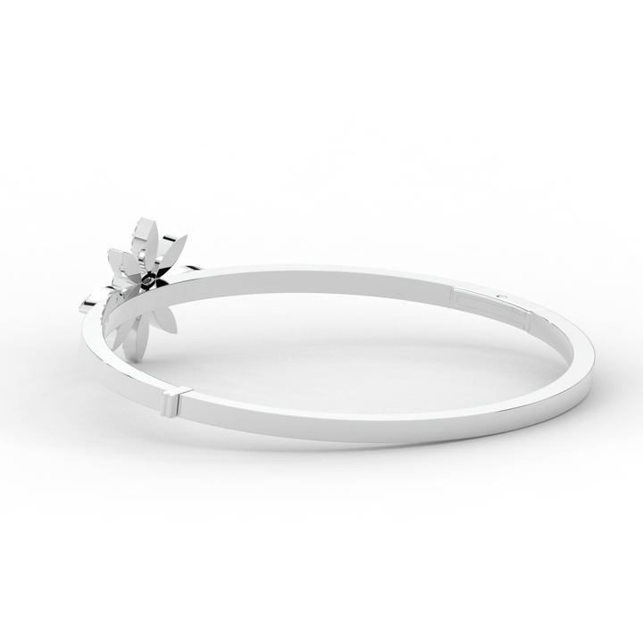 0.40CT.TW ROUND LAB BEZEL AND PRONG SET FLOWER DIAMOND BANGLE - Nazarelle
