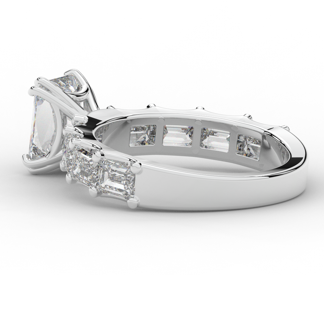 3.75CT.TW RADIANT LAB DIAMOND SOLITAIRE ENGAGEMENT RING - Nazarelle