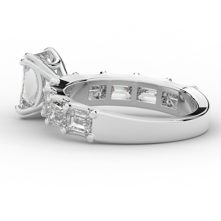 3.75CT.TW RADIANT LAB DIAMOND SOLITAIRE ENGAGEMENT RING - Nazarelle