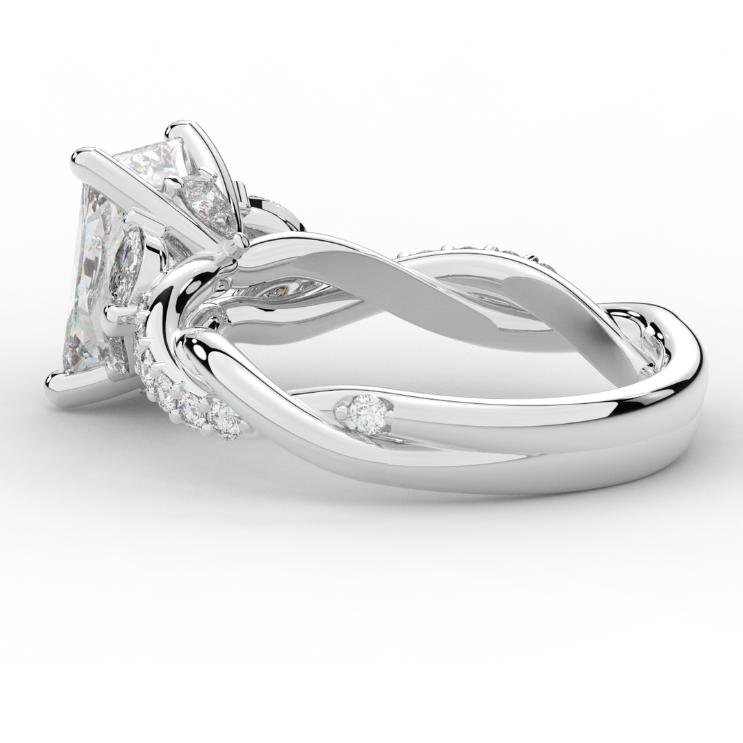 2.40CT.TW RADIANT LAB DIAMOND TWIST BAND ENGAGEMENT RING - Nazarelle