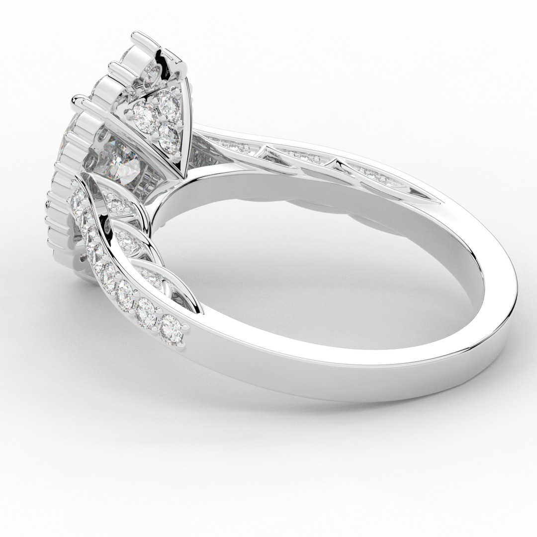 1.75CT.TW OVAL LAB DIAMOND HALO ENGAGEMENT RING - Nazarelle