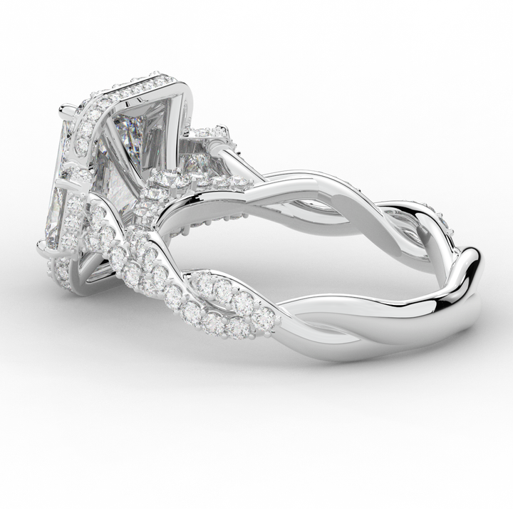 4.70CT.TW RADIANT LAB DIAMOND 3 STONE ENGAGEMENT RING - Nazarelle