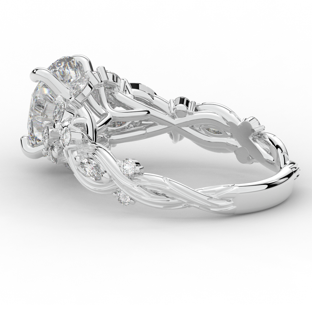 2.60CT.TW OVAL LAB DIAMOND STYLIZED VINE AND TREE BARK FINISH ENGAGEMENT RING - Nazarelle