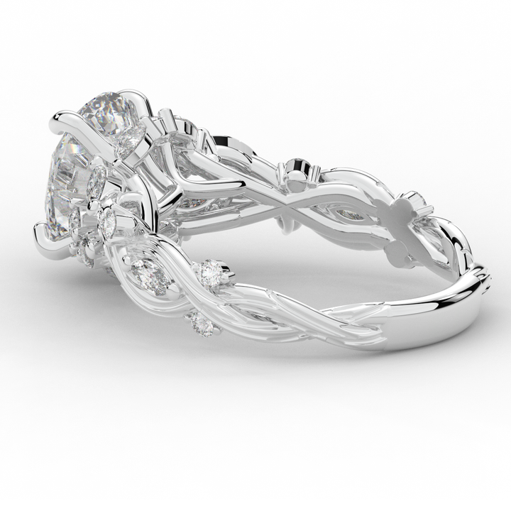 2.60CT.TW OVAL LAB DIAMOND STYLIZED VINE AND TREE BARK FINISH ENGAGEMENT RING - Nazarelle