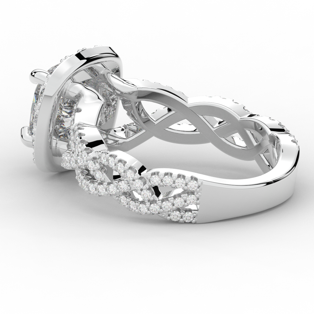 2.70CT.TW CUSHION LAB DIAMOND HALO TRIPLE TWIST ENGAGEMENT RING - Nazarelle