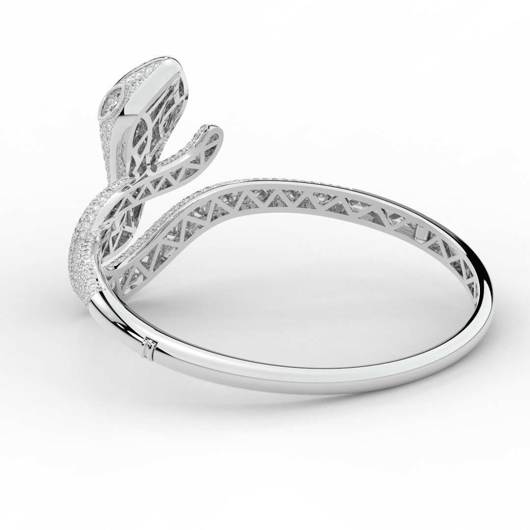 4.90CT.TW ROUND AND PEAR LAB DIAMOND SNAKE BANGLE - Nazarelle