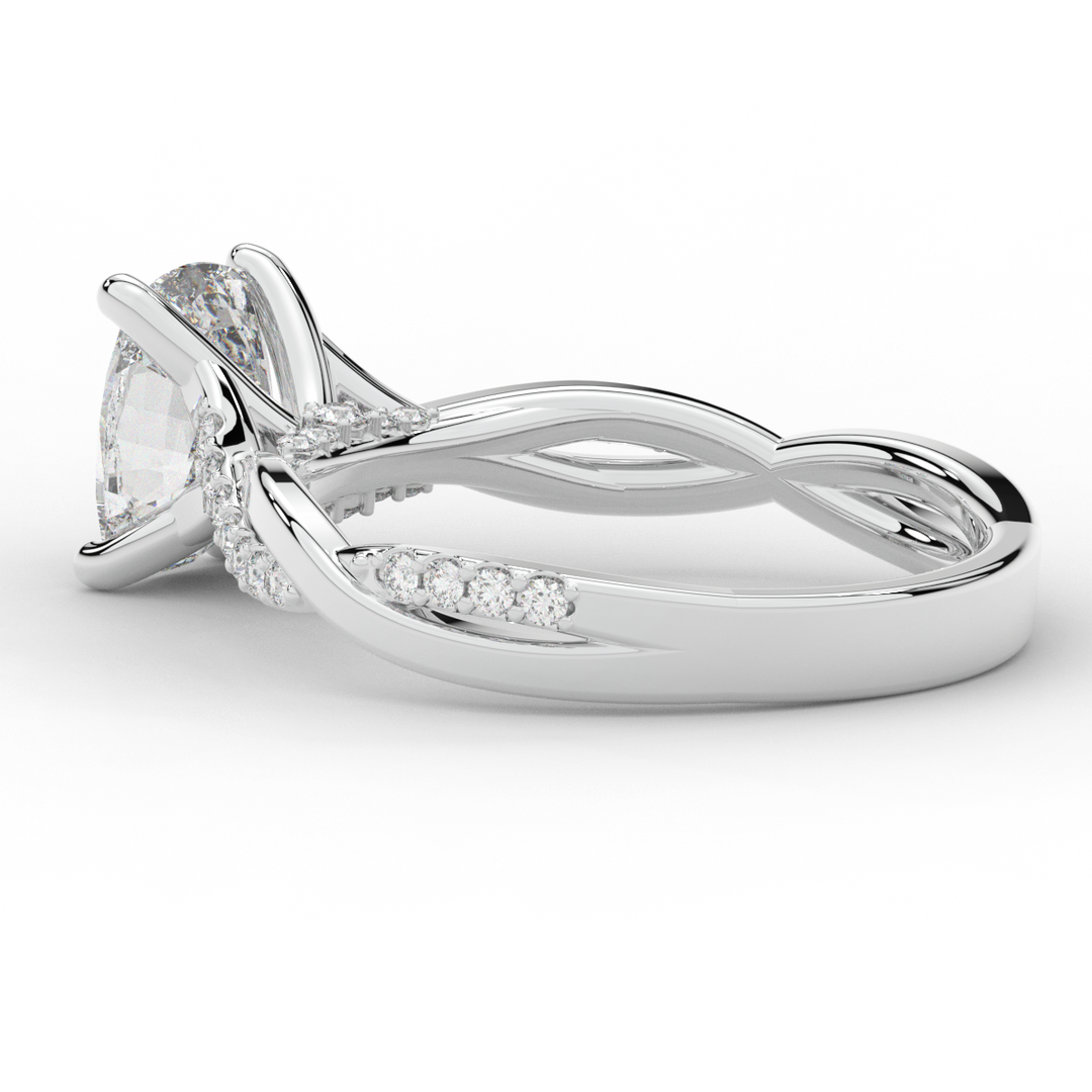 1.70CT.TW CUSHION LAB DIAMOND TWIST BAND ENGAGEMENT RING - Nazarelle