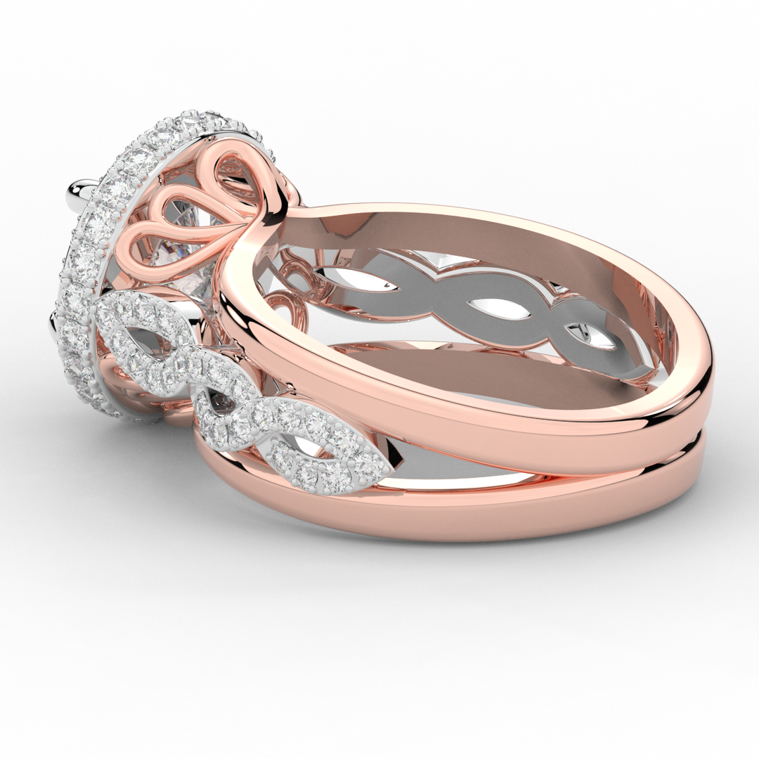 2.85CT.TW ROUND LAB DIAMOND HALO TWO TONE ENGAGEMENT RING - Nazarelle