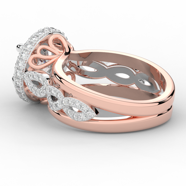 2.85CT.TW ROUND LAB DIAMOND HALO TWO TONE ENGAGEMENT RING - Nazarelle