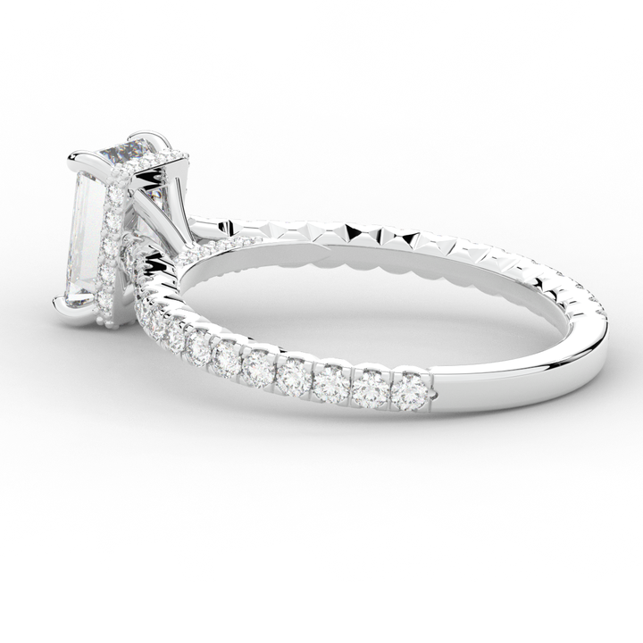 2.10CT.TW EMERALD CUT LAB DIAMOND UNDERHALO SOLITAIRE ENGAGEMENT RING - Nazarelle