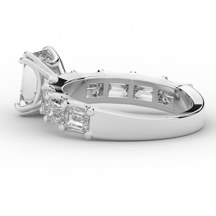 3.75CT.TW EMERALD CUT LAB DIAMOND SOLITAIRE ENGAGEMENT RING - Nazarelle