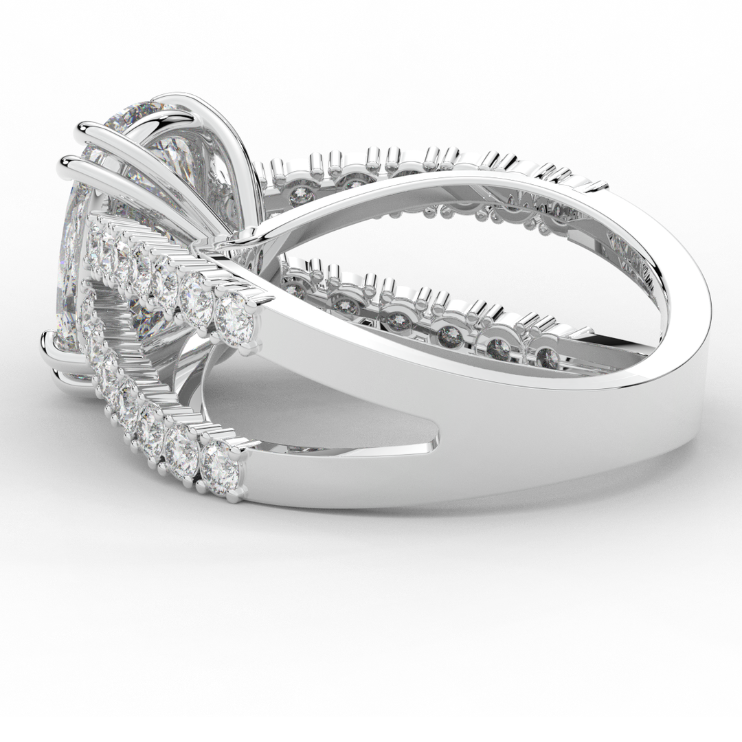 3.75CT.TW CUSHION LAB DIAMOND SPLIT BAND ENGAGEMENT RING - Nazarelle