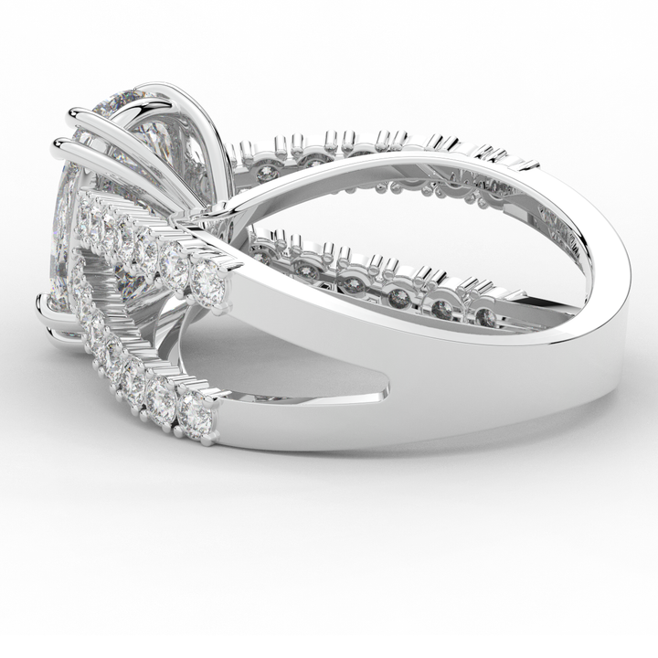 3.75CT.TW CUSHION LAB DIAMOND SPLIT BAND ENGAGEMENT RING - Nazarelle