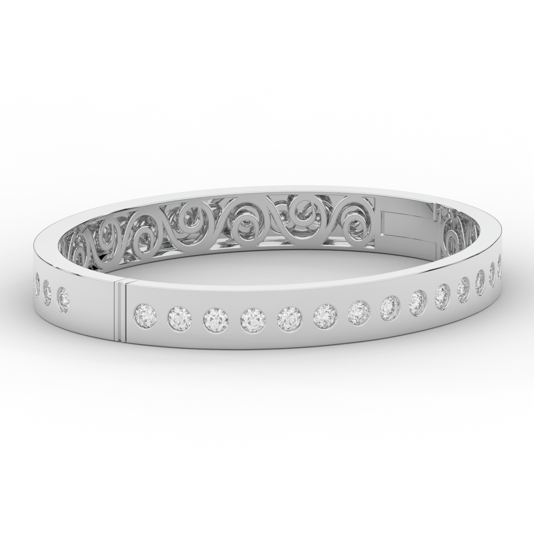 4.50CT.TW ROUND LAB DIAMOND ETERNITY BEZEL SET BANGLE - Nazarelle