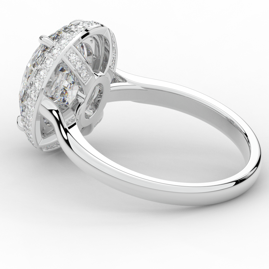 4.40CT.TW OVAL LAB DIAMOND HALO ENGAGEMENT RING - Nazarelle