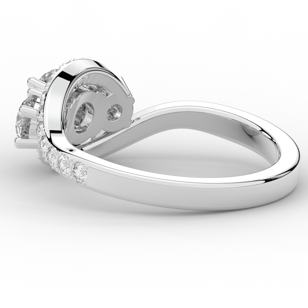 1.65CT.TW ROUND LAB DIAMOND TWIST HALO ENGAGEMENT RING - Nazarelle