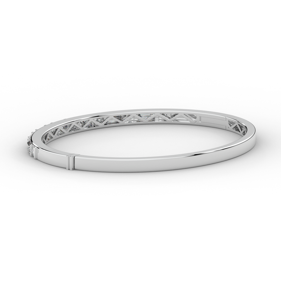 2.75CT.TW ROUND AND EMERALD CUT LAB DIAMOND SHARED PRONG BANGLE - Nazarelle