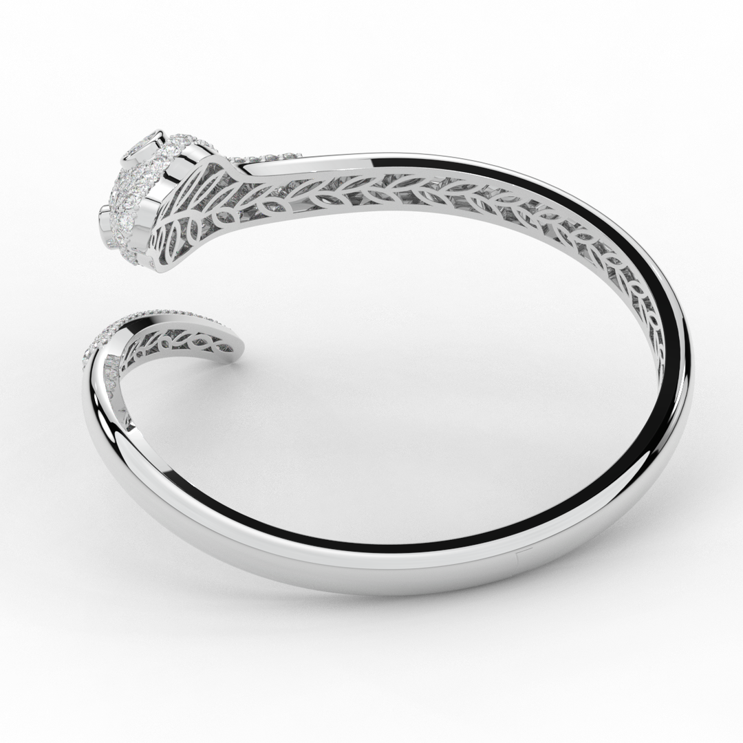 3.75CT.TW ROUND AND PEAR LAB DIAMOND SNAKE BANGLE - Nazarelle