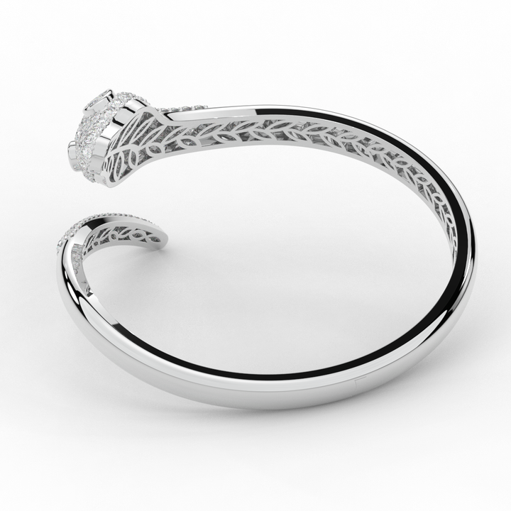 3.75CT.TW ROUND AND PEAR LAB DIAMOND SNAKE BANGLE - Nazarelle