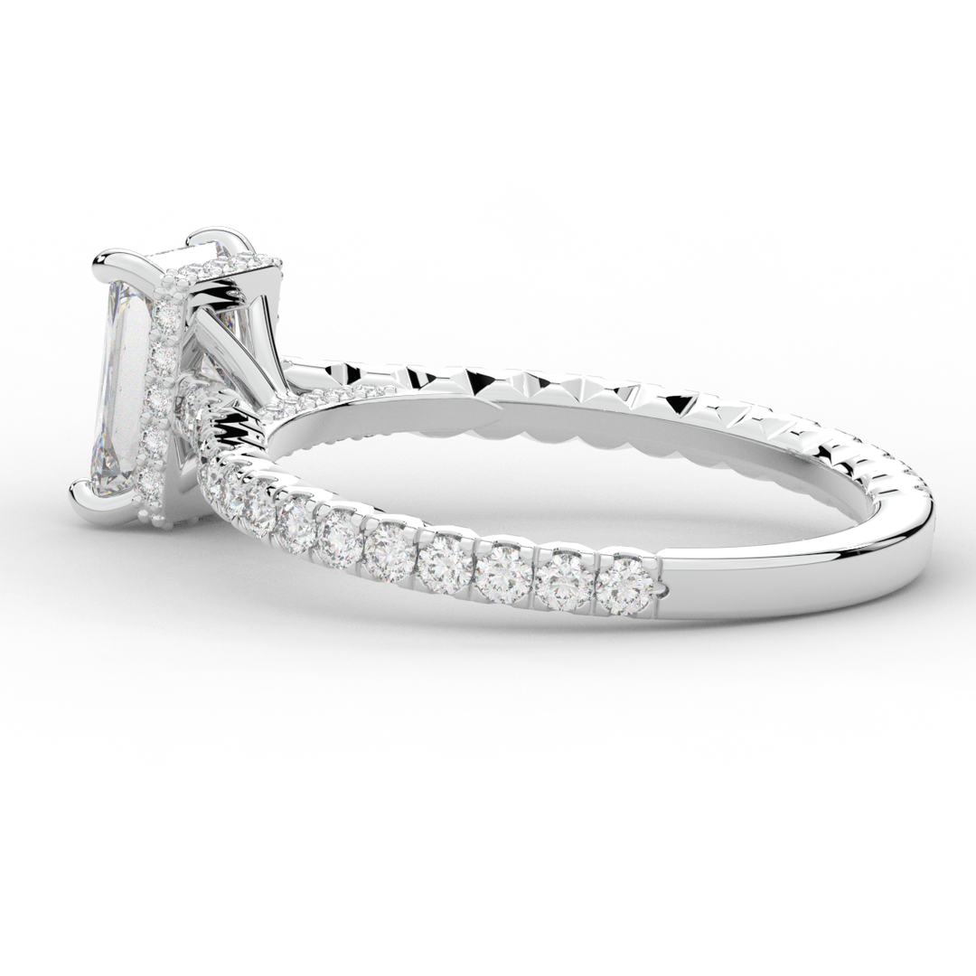 2.10CT.TW RADIANT LAB DIAMOND UNDERHALO SOLITAIRE ENGAGEMENT RING - Nazarelle